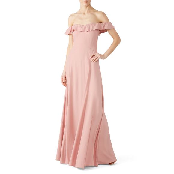 Reformation Verbena Blush Pink Off Shoulder Gown Size 2 - Picture 1 of 10